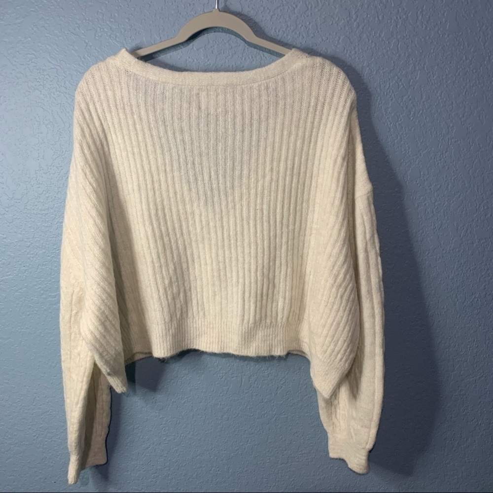 ASOS Oversized Cropped Ribbed Button Up Sweater - Picture 5 of 5